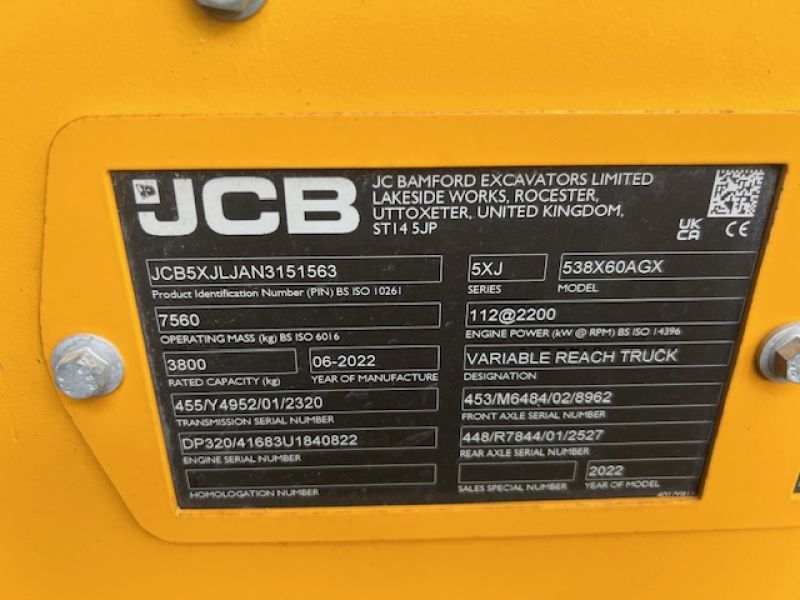 JCB - 538 60 AGX TELEHANDLER - Image 7