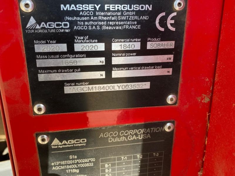 MASSEY FERGUSON - 1840 SMALL SQUARE BALER - Image 8